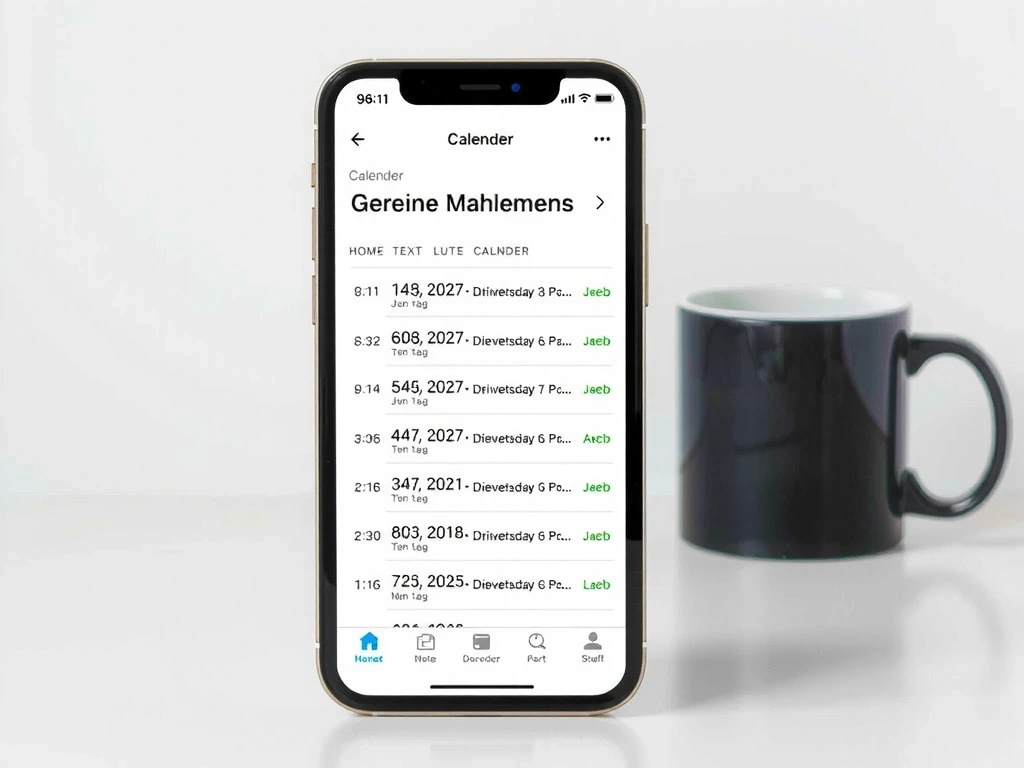 Kalender mit Ernährungsplan